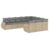 vidaXL 10-dijelni set vrtnih sofa s jastucima bež od poliratana
