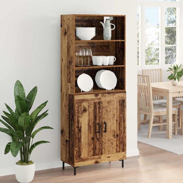 vidaXL Highboard Staro drvo 69,5 x 34 x 180 cm Konstruirano drvo