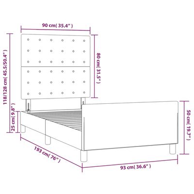 vidaXL Okvir za krevet s uzglavljem tamnozeleni 90x190 cm baršunasti