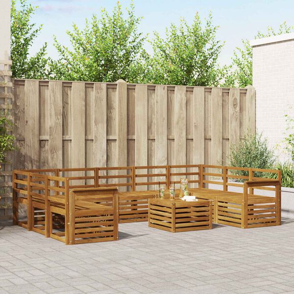 vidaXL Setovi sofa 10 pcs Prirodna Čvrsto drvo akacije