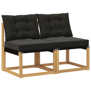 vidaXL 2 Komad Srednja sofa za van Masivno bagremovo drvo, Tekstilen