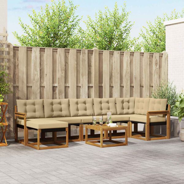 vidaXL Set vanjskih sofa s jastukom 8 pcs Prirodna i bež