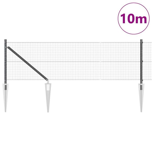 vidaXL Stup za ogradu Siva 10 x 0,6 m (mreža 25 x 25 mm) Čelik i PVC