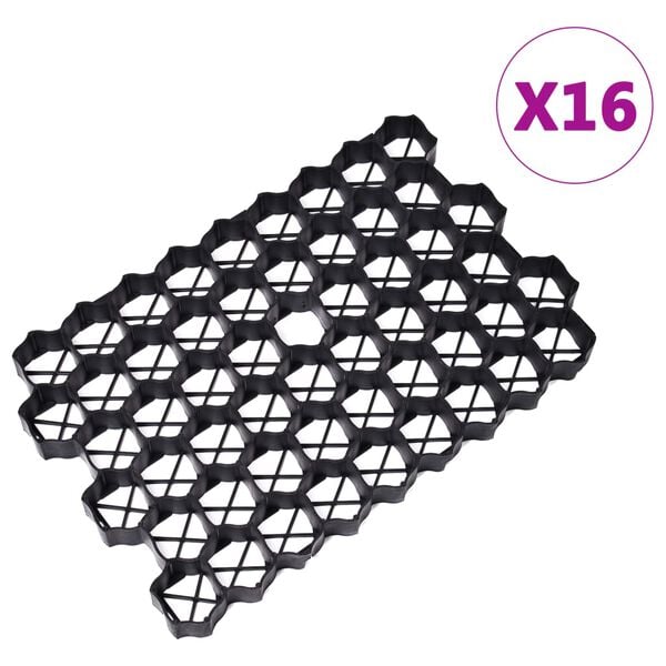 vidaXL Re&scaron;etke za travu 16 kom crne 60 x 40 x 3 cm plastične