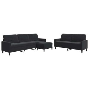 vidaXL 3-dijelni set sofa s jastucima crni bar&scaron;unasti