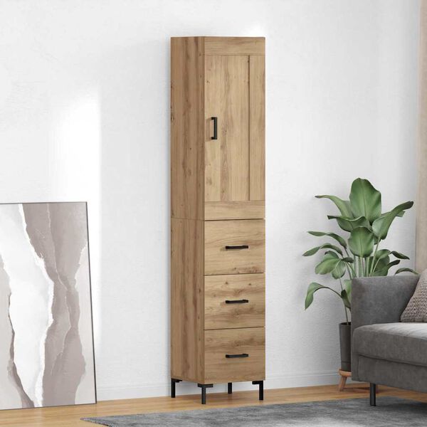 vidaXL Highboard Umjetnički hrast 34,5 x 34 x 180 cm Konstruirano drvo