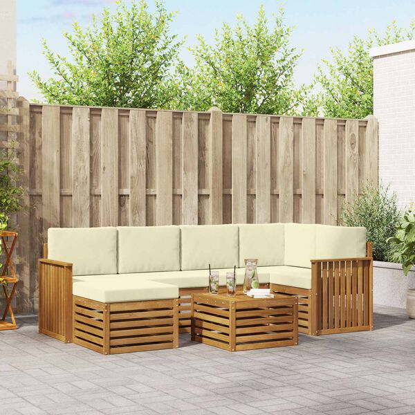 vidaXL Setovi sofa 7 pcs Prirodna i krem Čvrsto drvo akacije