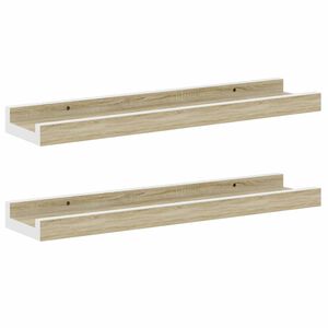 vidaXL Zidne police 2 kom bijele i boja hrasta sonome 40 x 9 x 3 cm