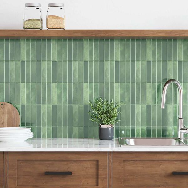 vidaXL Pravougaona keramika 10 pcs Tamnozelena 29 x 23 x 0,08 cm