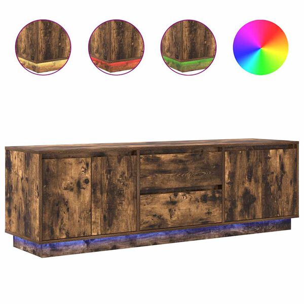 vidaXL TV ormarić s LED svjetlima boja dimljenog hrasta 160,5x41x50 cm