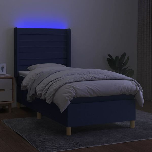 vidaXL Krevet box spring s madracem LED plavi 80 x 200 cm od tkanine
