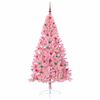 vidaXL Umjetno predsvijetljeno božićno drvce Ružičasta 180 cm PVC