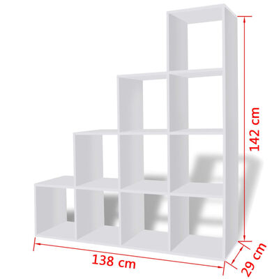 vidaXL Police za knjige/izlaganje u obliku stepeništa 142 cm bijele