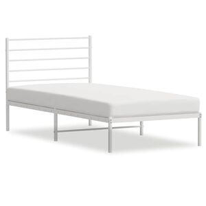 vidaXL Metalni okvir krevet bez madraca s uzglavljem bijeli 75x190 cm