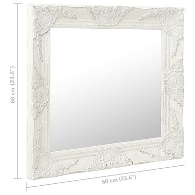 vidaXL Zidno ogledalo u baroknom stilu 60 x 60 cm bijelo