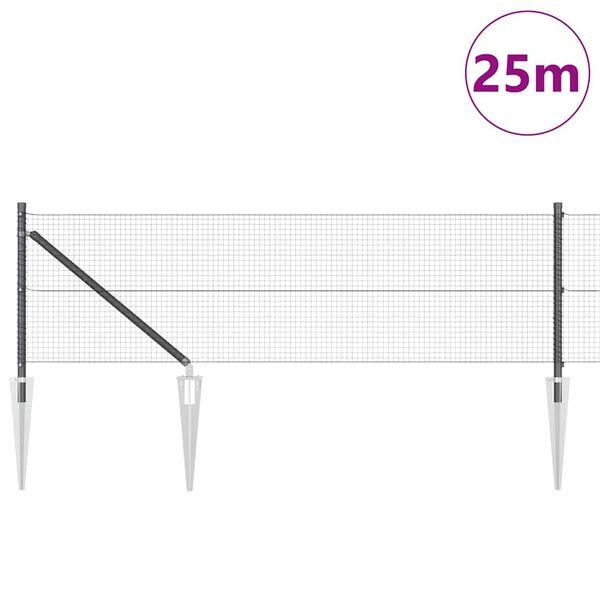 vidaXL Stup za ogradu Siva 25 x 0,4 m (19 x 19 mm mreža) Čelik i PVC