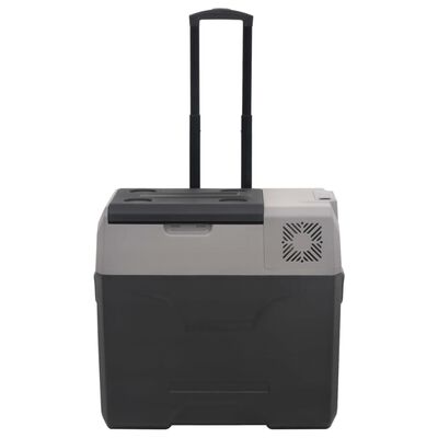 vidaXL Prijenosni hladnjak s kotačima i ručkom crno-sivi 50 L PP