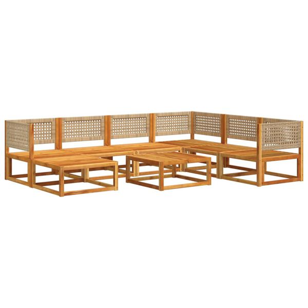 vidaXL Vrtni set od 8 dijelova s jastucima, akacija i ratan