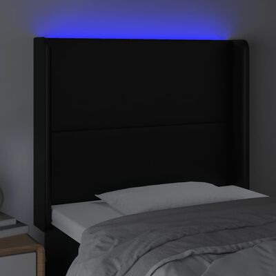 vidaXL LED uzglavlje crno 103x16x118/128 cm od umjetne kože