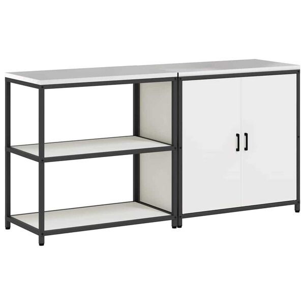 vidaXL Kuhinjski set za pohranu s policom 2 pcs Bijelo Čelična vrata