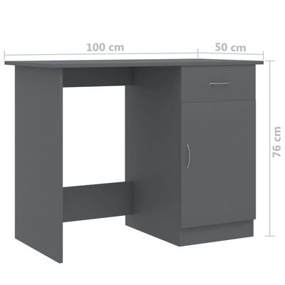 vidaXL Radni stol sivi 100 x 50 x 76 cm od iverice