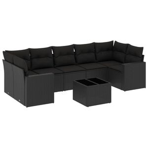 vidaXL 8-dijelni set vrtnih sofa od poliratana s jastucima crni
