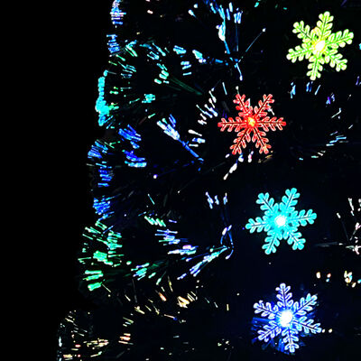 vidaXL Božićno drvce s LED pahuljama crno 150 cm od optičkih vlakana