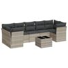 vidaXL 8-dijelni set vrtnih sofa od poliratana s jastucima svjetlosivi