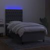 vidaXL Krevet box spring s madracem LED tamnosivi 90x190 cm tkanina
