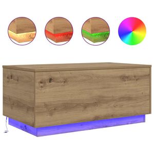 vidaXL Stolić za kavu s LED svjetlima boja hrasta artisan 90x50x40 cm