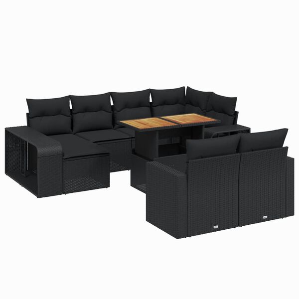 vidaXL 11-dijelni set vrtnih sofa od poliratana s jastucima crni