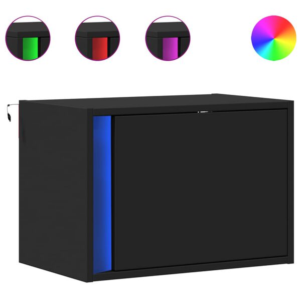 vidaXL Zidni noćni ormarići s LED svjetlima 2 kom crni