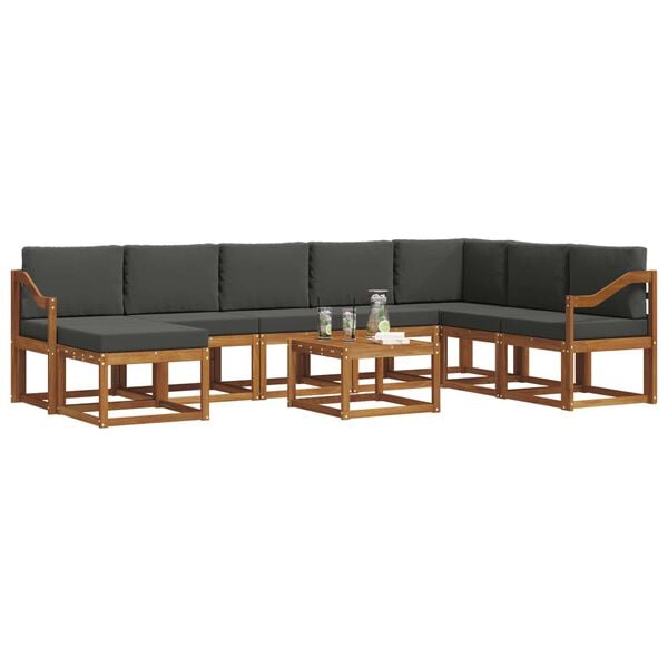 vidaXL Set vanjskih sofa s jastukom 9 pcs Prirodna i antracit