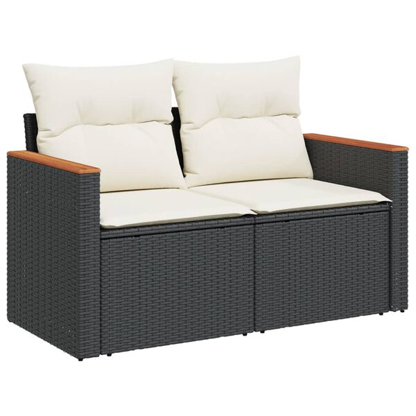vidaXL 4-dijelni set vrtnih sofa od poliratana s jastucima crni
