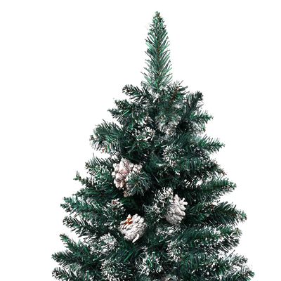 vidaXL Tanko osvijetljeno božićno drvce sa snijegom zeleno 210 cm