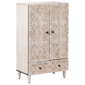 vidaXL Visoka ploča Bijelo 60 x 33,5 x 100 cm Čvrsto drvo manga