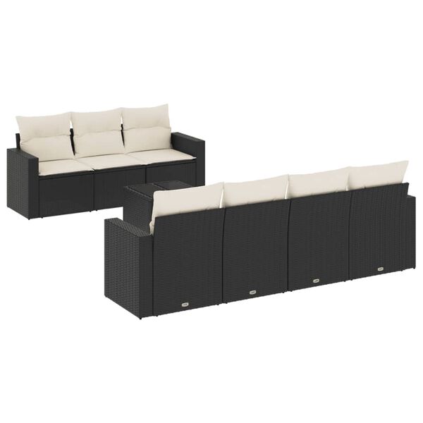 vidaXL 8-dijelni set vrtnih sofa od poliratana s jastucima crni