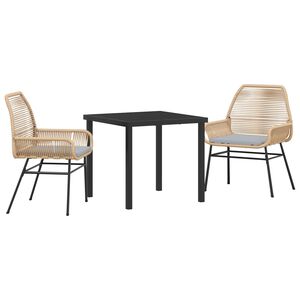 vidaXL Vrtni set za objed s jastukom 3 pcs Smeđa poliratan