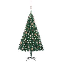 vidaXL Umjetno osvijetljeno božićno drvce s kuglicama zeleno 120cm PVC