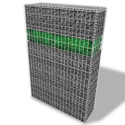 vidaXL Vrtni gabionski zid sa staklenim kamenjem LED 100 x 30 x 150 cm