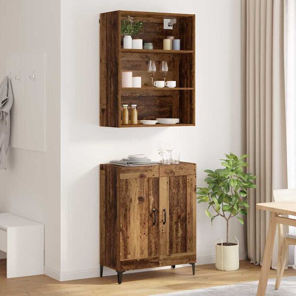 vidaXL Highboard 2 pcs Staro drvo Konstruirano drvo