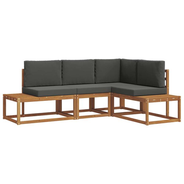 vidaXL Set vanjskih sofa s jastukom 4 Komad Prirodna i antracit