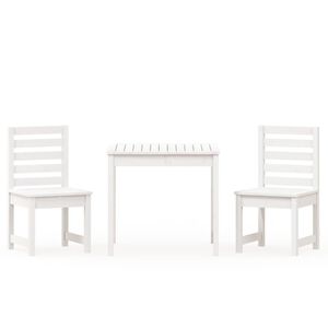 vidaXL 3-dijelni vrtni bistro set bijeli od masivne borovine