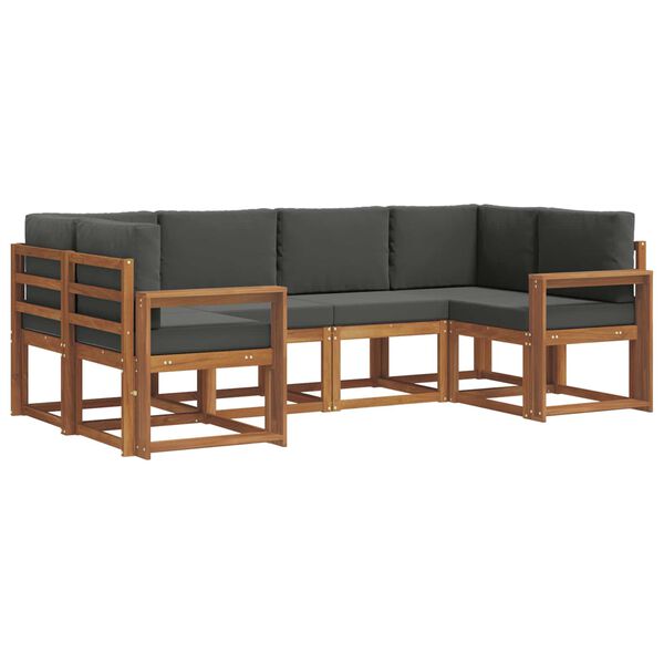 vidaXL Set vanjskih sofa s jastukom 6 pcs Prirodna i antracit