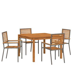 vidaXL Vrtni set za objed 5 kom. Siva Čvrsto drvo akacije