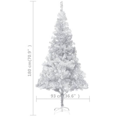 vidaXL Umjetno osvijetljeno božićno drvce sa stalkom srebrno 180cm PET