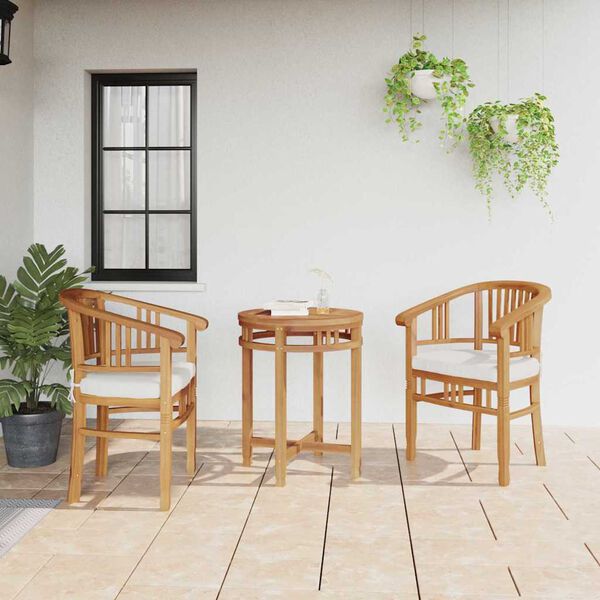 vidaXL Stolica s jastukom 2 pcs Smeđa 63 x 58 x 89 cm Čvrsto teak drvo