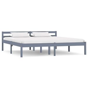 vidaXL Okvir za krevet od masivne borovine sivi 180 x 200 cm