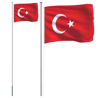vidaXL Turska zastava i jarbol 6,23 m aluminijski