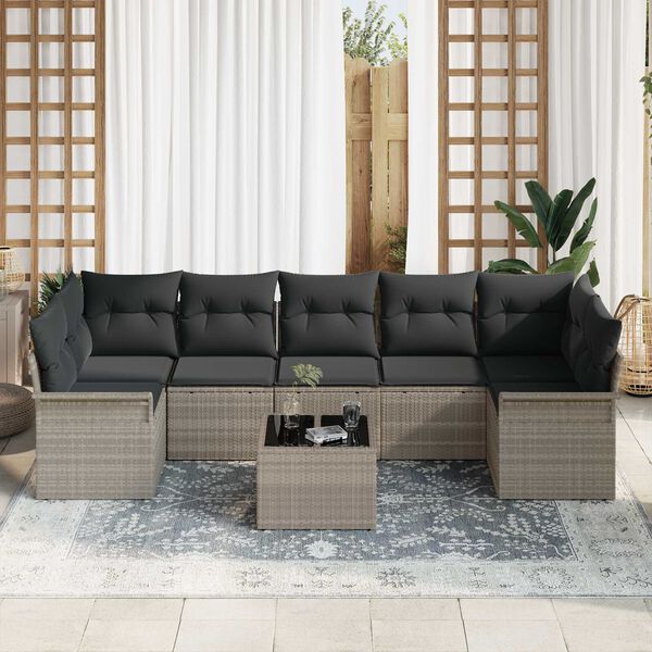 vidaXL Sjedeća garnitura za vrt 8 pcs Svijetlo siva i tamno siva